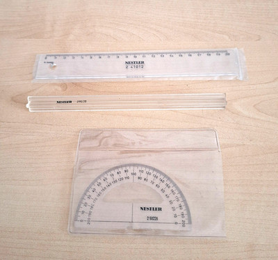 Nestler Zeichentechnik 3er Geometrie-Set Lineal, Winkelmesser Zeichenzubehör