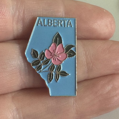 Vintage Provinz Alberta Karte Wildrose Emaille Pin - Kanada Provinz Blume