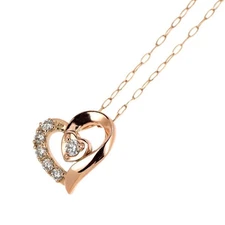 K10PG diamond pendant necklace heart - Auth free shipping from Japan- Auth SELBY