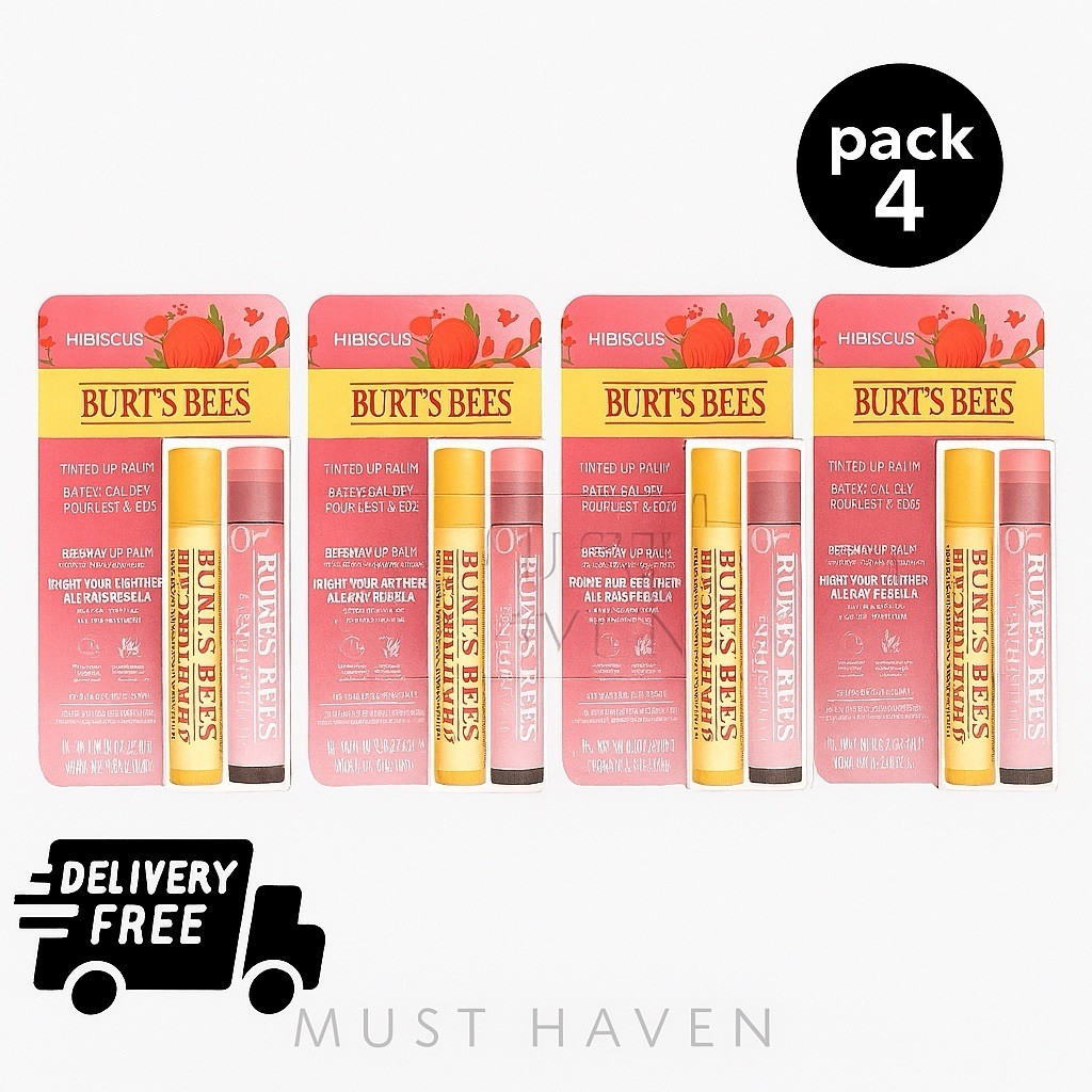 Burt's Bees Bee Mine 3pc Hibiscus Lip Balm Pack for Valentines 1.38g