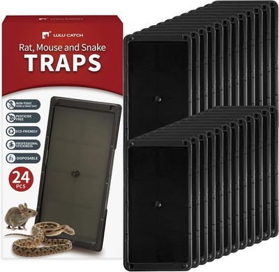 Super Glue Traps 24 Pack for Mice & Snakes, Larger, Heavier, Non-Toxic Glue.