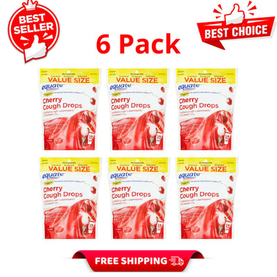6Pack Equate Menthol Cherry Cough Drops Sore Throat Cough Relief Drops, 160ct Ea