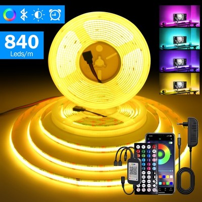 12V 24V RGB COB LED Streifen Stripe Band Dimmbar App Control keine Lichtpunkte