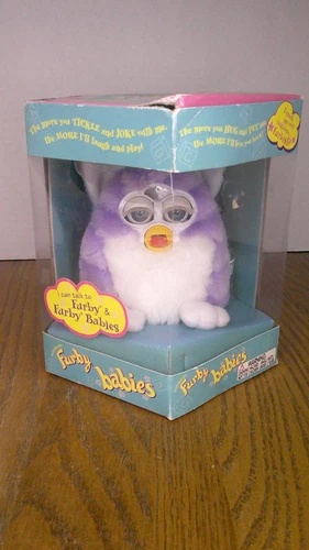 HTF 1999 Furby babies purple stripped blue eyes sealed in the original box Z157
