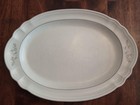 Pfaltzgraff Heirloom Oval Serving Platter 14.5" x 10.5" Gray White Flowers