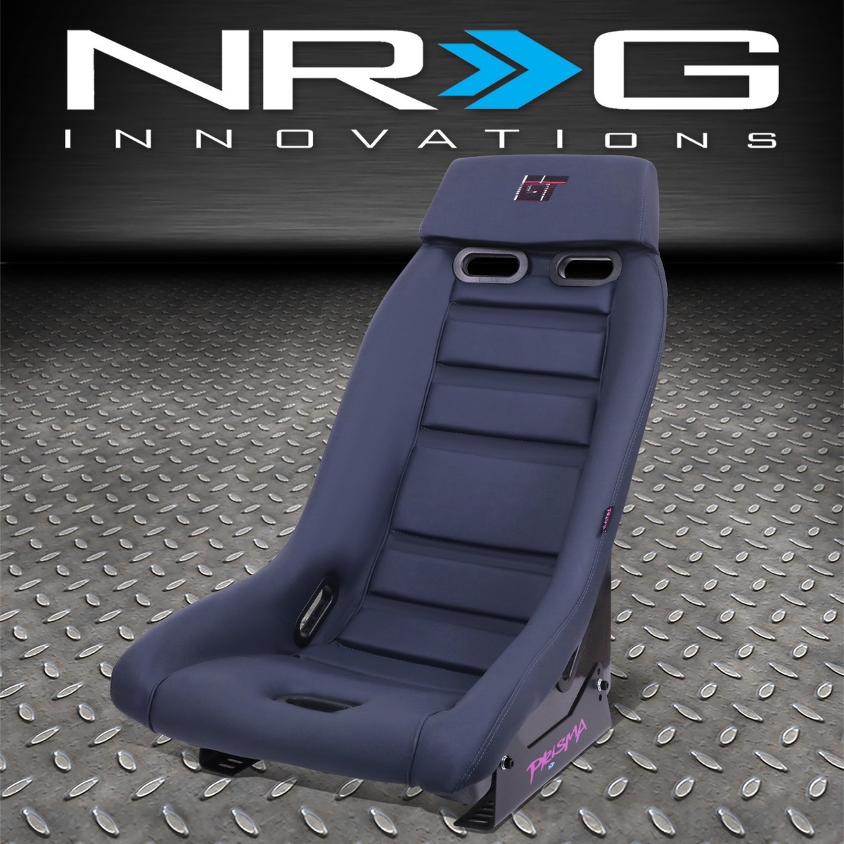NRG Prisma GT Series Fixed Navy Racing Bucket Seat w/Side Mount