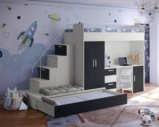 TOMI 5 80x200 Hochbett mit Schreibtisch Schra...