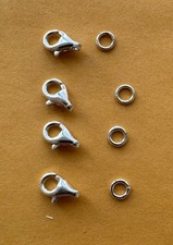 4 sets sterling silver teardrop lobster clasp w/ jump ring, 8 mm
