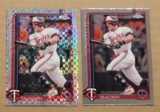 2025 Topps Chrome Harrison Bader Card X-Fractor+Base Minnesota Twins No. 62