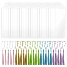 Plastic Bookmark Sleeves with Tassels Clear Blank Vinyl Photo Booth Strip Frames