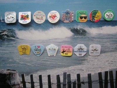 14  YEARS  SEA  ISLE  CITY  NEW  JERSEY  SEASONAL  BEACH  BADGES/TAGS