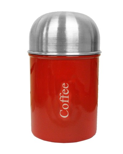 3pcs Red Stainless Steel Dome Canister Tea Coffee Sugar Kitchen Storage Set - Picture 3 of 5