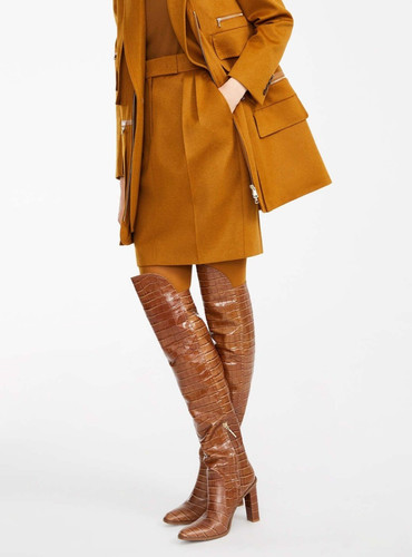 NIB Max Mara Beboot Knee-High Leather Boots Camel Size EU 38.5 $1365