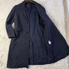 Pas de calais Gray Long Wool Linen Chester Coat S 36 (S Size) 98cm