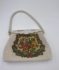 Vintage Ivory Beaded Purse Petit Point Purse