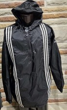 Vintage Adidas Windbreaker Parka Jacket Men s M Hooded Black White Trefoil.