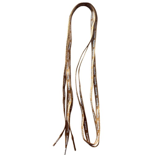 Supreme Logo Shoelaces Wheat Tan Brown White Text Flat Laces 56 Inch AF1 Style