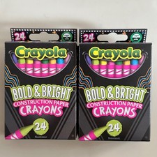 Crayola Bundle - Crayola Bold Bright Construction Paper Crayons 2 Packs 24ct