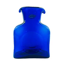 Blenko Glass Cobalt Blue Double Spout Water Bottle Pitcher Vase 2018