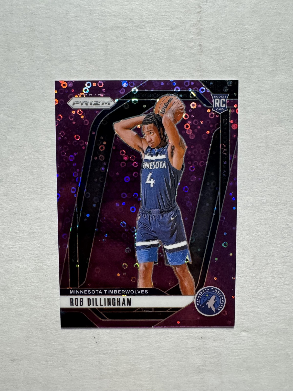 2024-25 Panini Prizm #250 Rob Dillingham Fast Break Purple Disco Rookie RC #/75