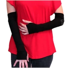 Striped Patchwork Gloves Black Arm Warmers Cotton Cycling Winter Armwarmers Goth