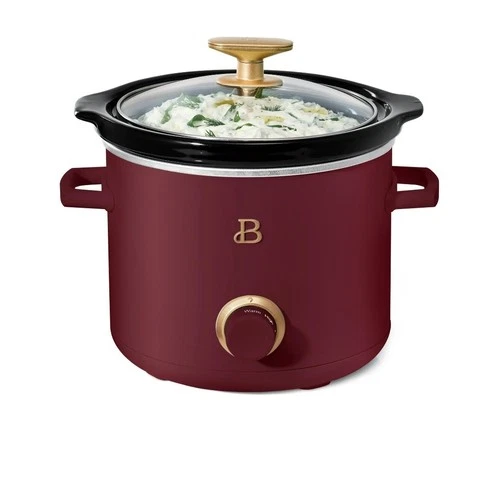 Beautiful 2QT Slow Cooker by Drew Barrymore Open Box Merlot Color