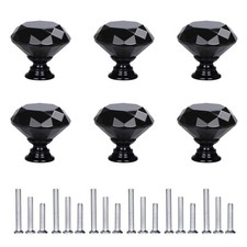 6 Pack Crystal Drawer Pulls and Handles - Glass Cabinet Door Knobs With Screw...