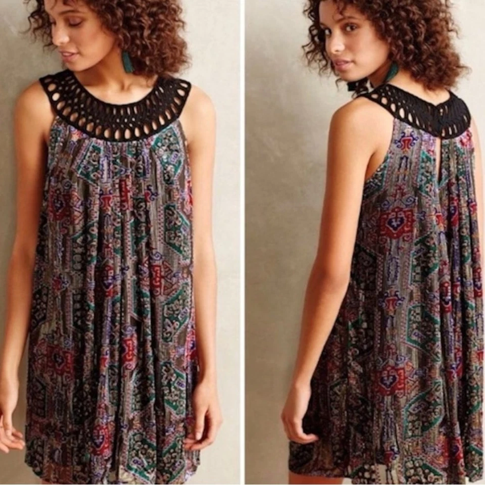 Anthropologie Moulinette Soeurs Silk Linnea Velvet Devour Dress Size Medium - Image 4 of 4