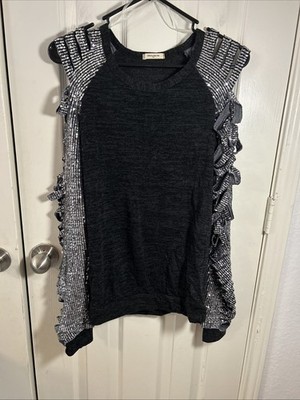 12PM By Mon Ami Top Cold Shoulder Long Sleeve Womens S Sparkle