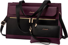 LOVEVOOK Laptop Bag for Women 15.6 Inch Tote Work Professional Leather Computer
