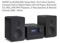 SHARP XL-B520D (BK) Tokyo Dab+ Hi-Fi Micro System with Bluetooth Black
