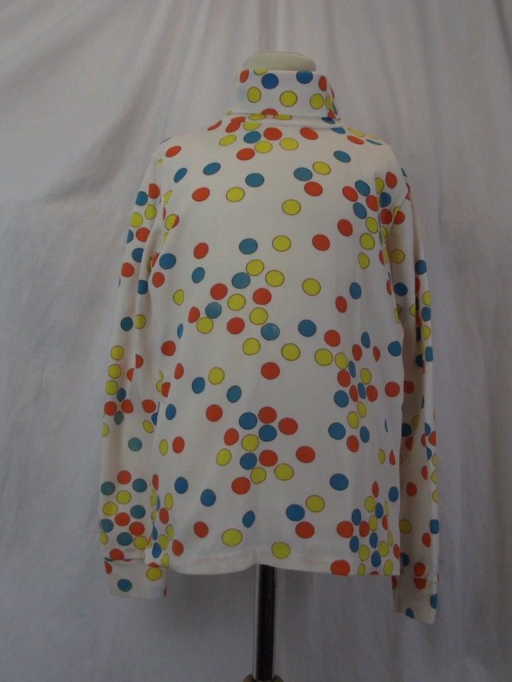 Sous pull polyamide blanc à pois bleus, jaunes et orange (10-12 ans) - Photo 1/2