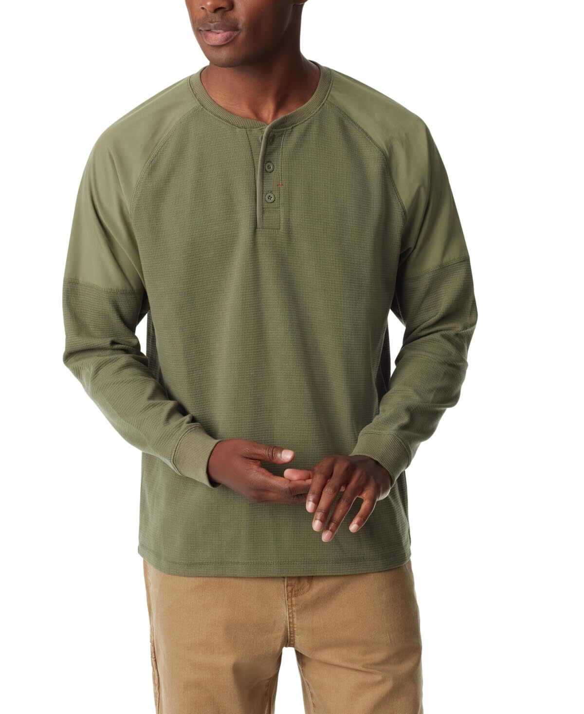 Мужская термо-рубашка-реглан BASS OUTDOOR Henley зеленый Средний размер 11190₽