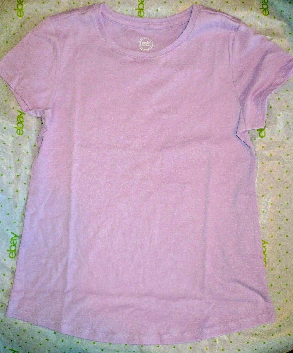 Wonder Nation Girls Essential Tee T-Shirt LARGE (10-12) Lavender