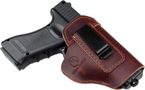 IWB LEATHER Gun HOLSTER For Springfield XD XDS XDM/S&W M&P Shiedld 9MM/Glock G17 - Picture 3 of 12