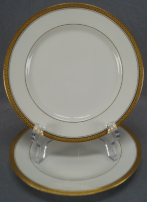 Pair of GDA Limoges GDA5 Gold Encrusted / Gold Rimmed 7 5/8 Inch Plates