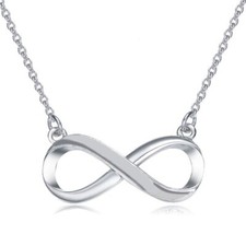 Infinity Pendant Necklace Genuine 14k Solid White Gold & 16+2 Inches Chain Gift