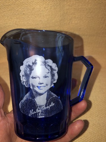 Vintage Cobalt Blue Glass Shirley Temple Creamer Pitcher - Picture 7 of 8
