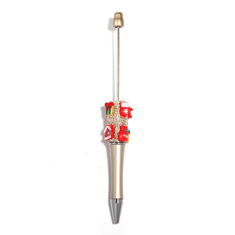 5pcs Acrylic Beadable Pen Christmas Rhinestone Decor DIY Beaded pen Writing Gift