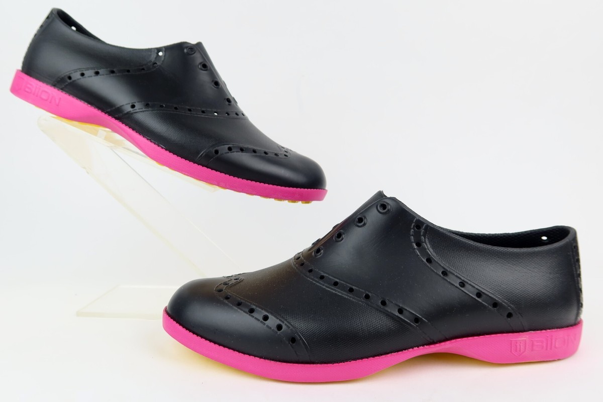 BIION The Oxford Spikeless Golf Shoes Black Pink Mens 8  display picture 2