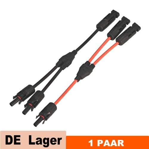 1 Paar 2Fach Solarkabel Y Stecker Verteiler Buchse Solarpanel Photovoltaik Kabel