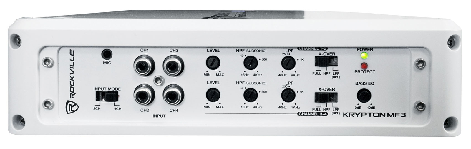 Rockville KRYPTON MF3 1600 Вт Пиковый 4-канальный Белый Морской лодочный усилитель Комплект усилителей