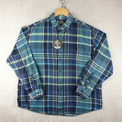 Salt of the Earth SOTE Flannel Shirt Mens Size XL Blue Green Check Longsleeve