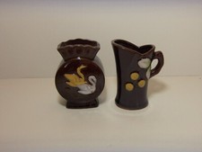 2 VINTAGE MINITURE VASES 3" TALL MADE IN OCCUPIED JAPAN
