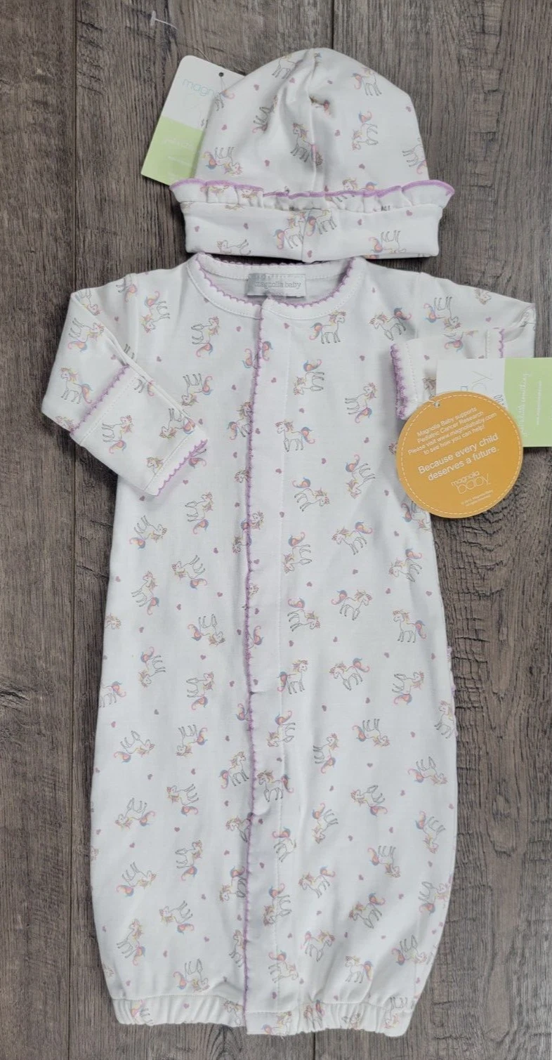 Baby Girl Clothes New Magnolia Baby Preemie 2pc Unicorn Outfit/Gown & Hat