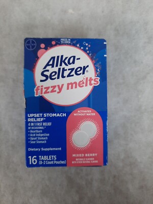 Alka Seltzer Fizzy Melts Mixed Berry 16 Tablets~ 04/2026