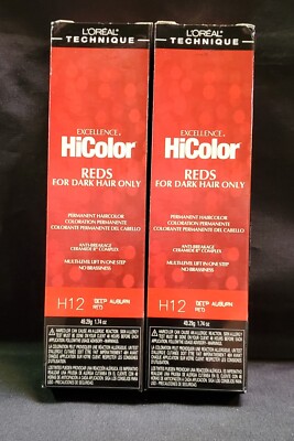L'Oreal Excellence HiColor for Dark Hair/H12 Deep Auburn Red 1.74oz (2 Pack)