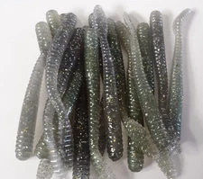 3.5 IN Paddle Tail (SMOKE/SILVER FLK)-drop shot/Finesse Worm HVY GARLIC 30CT