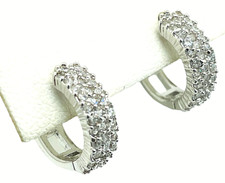 925 Sterling Silver Cubic Zirconia CZ 4mm Huggie Hoop Earrings Huggies