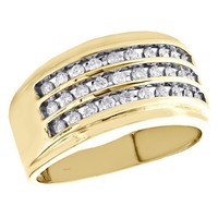 10K Gelbgold Rund Diamant Kanal Set 3 Reihen Ehering 12Mm Ring 1/2 Karat